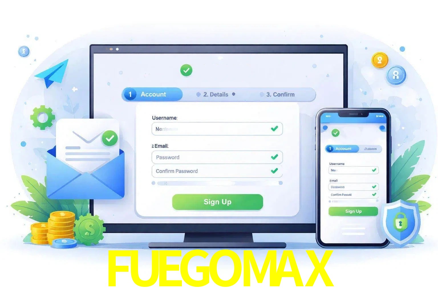 Registro de nuevo usuario y configuración de cuenta FUEGOMAX